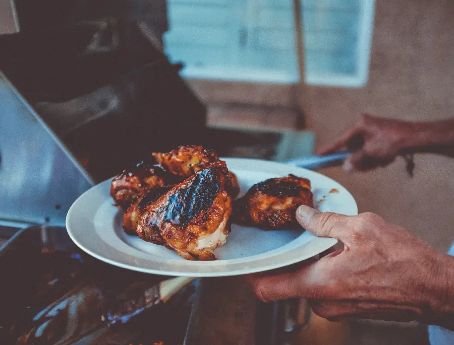 High-quality photo of fried chicken pieces on a plate for background
