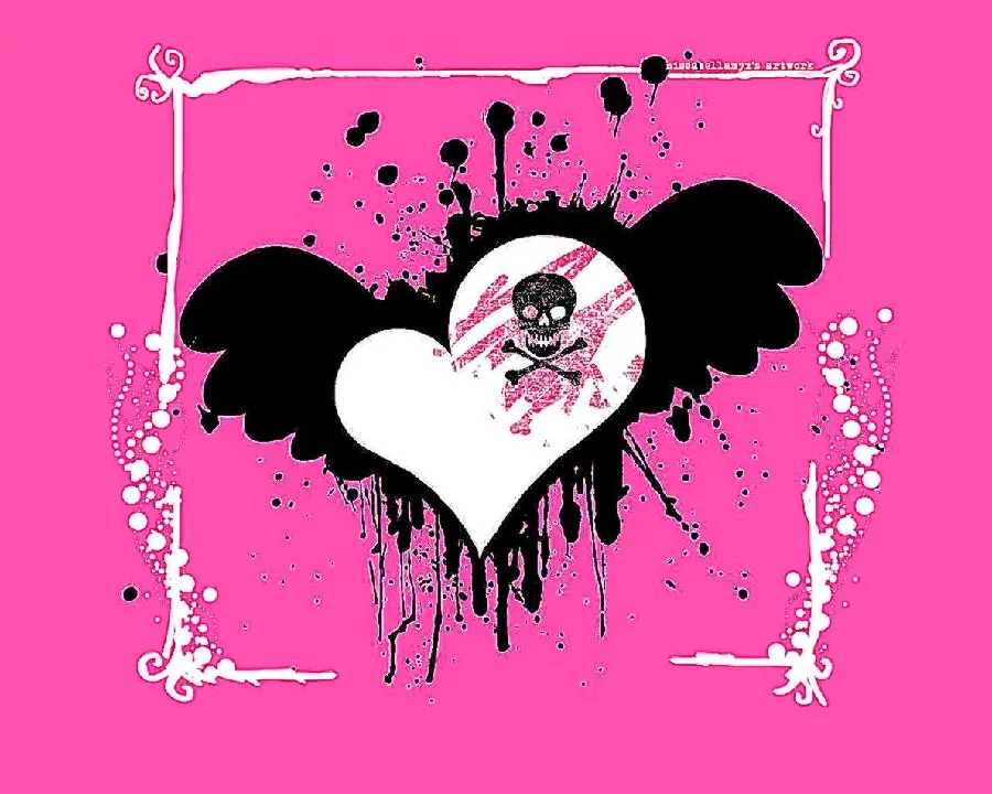 Cool pink heart and skull profile picture for Telegram 