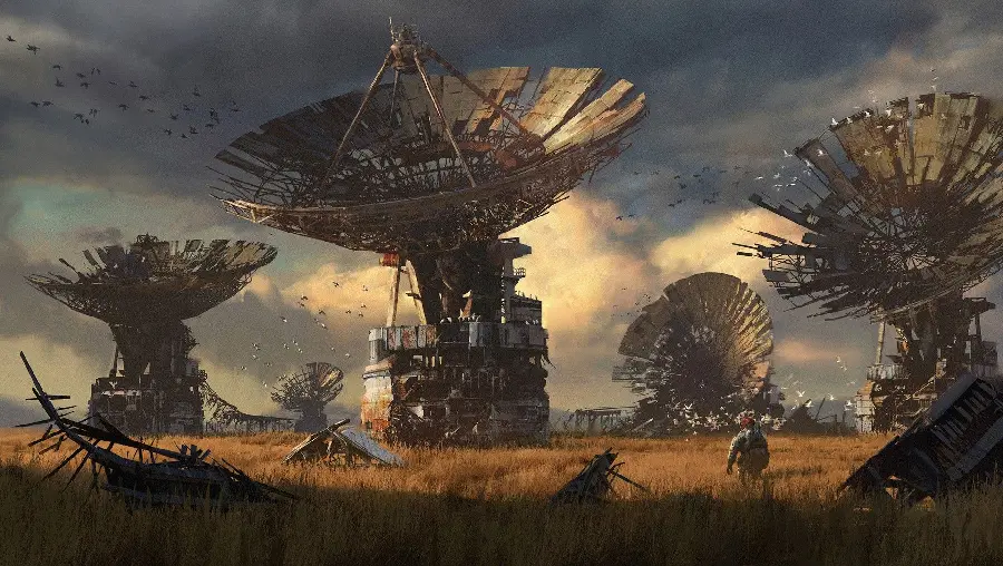 Exciting 8K Background of Equipped and Extraordinary Satellite Dish
