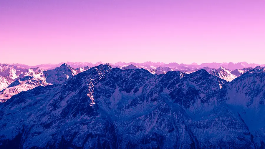 Unique Graphic Image of Mountains with Purple Color Theme