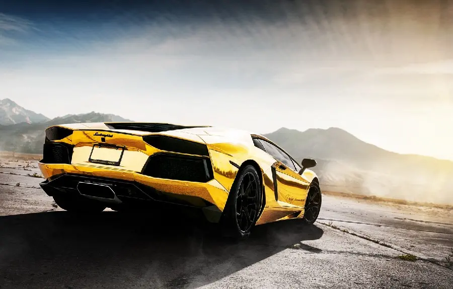 Backside Photo of Famous Gold Lamborghini as Windows 12 Background