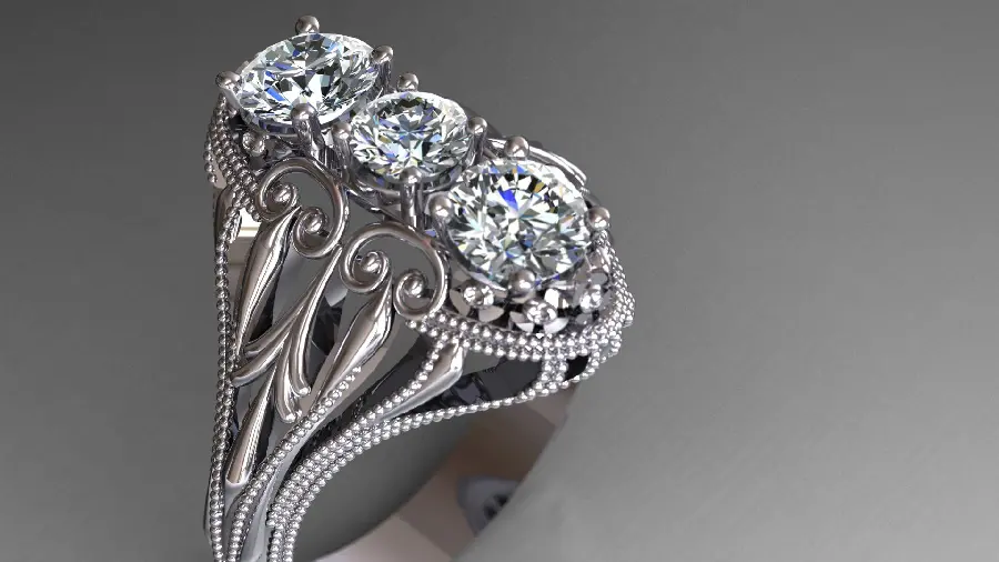A special view of the famous three-jewel silver ring with unique elegance 2022