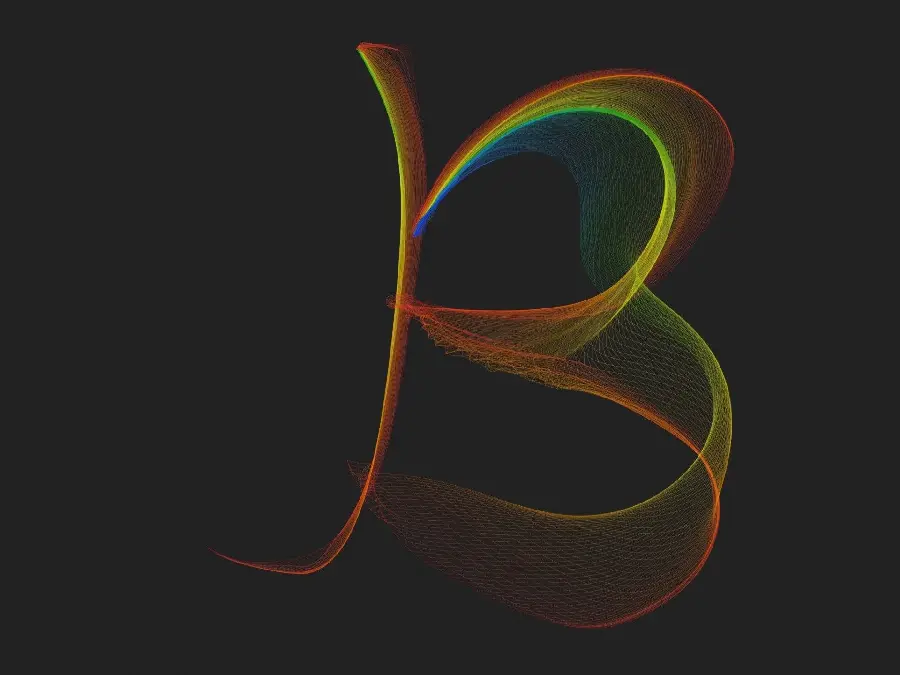 Free download of graphic image of letter B with Beautiful delicate colored lines in HD quality 