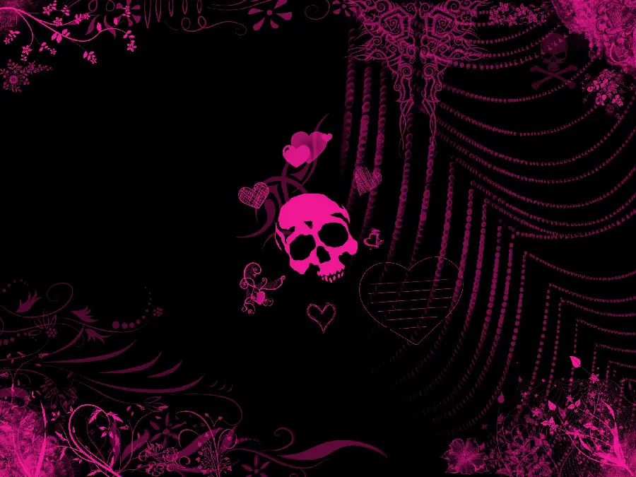 Download the most terrifying girly pink skull wallpaper