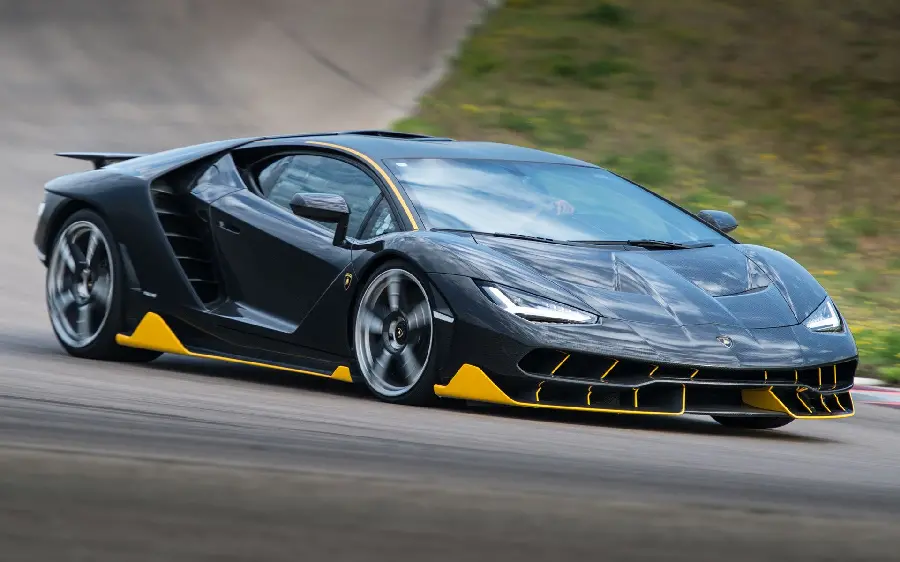 Unique Full HD Stock Photo of Black Lamborghini Car on the Road