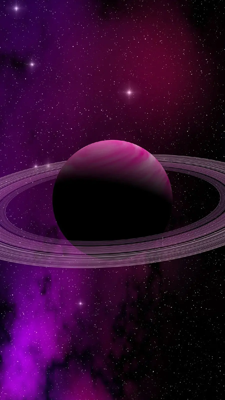 Masterpiece digital wallpaper of the planet Saturn with a purple wreath theme HD 