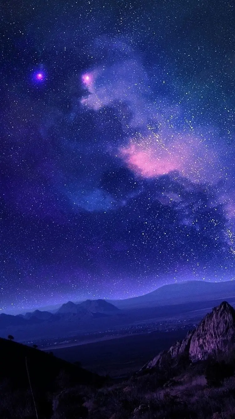 Unique and new wallpaper for Xiaomi phones with a little pink color of the beautiful starry sky, high quality hd