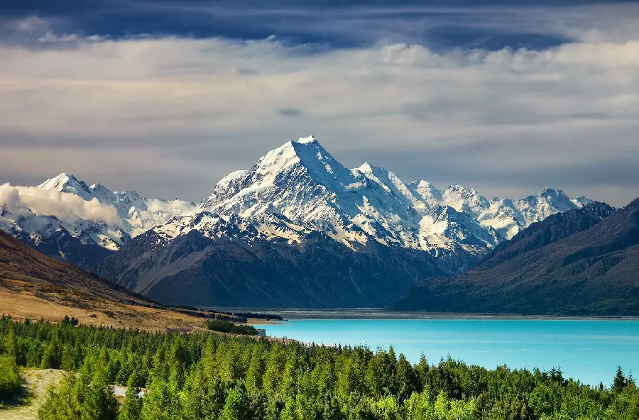 Combination of greenery and mountains and sea in New Zealand for Instagram post 