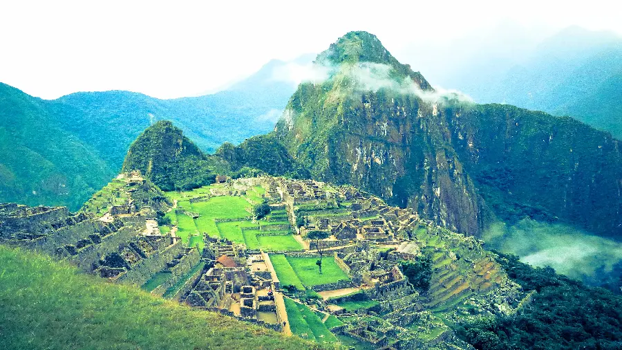Fantasy photo of the green city of Machu Picchu in Peru, a country with a rich culture