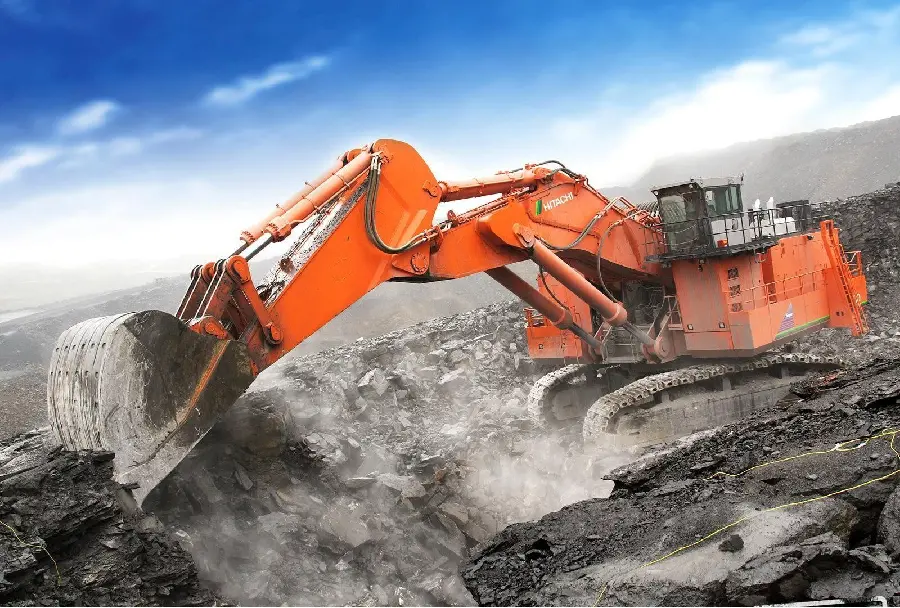 Full HD Stock Photo of Orange Excavator Excavating 