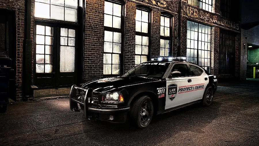 Masterpiece wallpaper of an American police car for the computer 