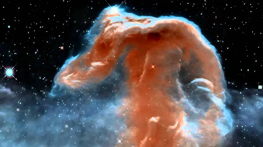 Beautiful profile photo of a close-up of the Horsehead Nebula among the stars in the sky