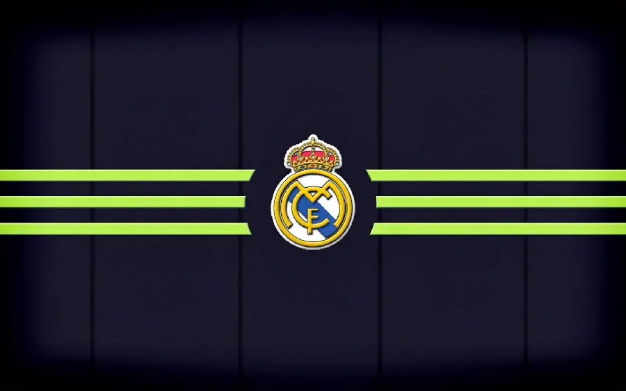 Small background of the Real Madrid logo with three green lines on the right and left