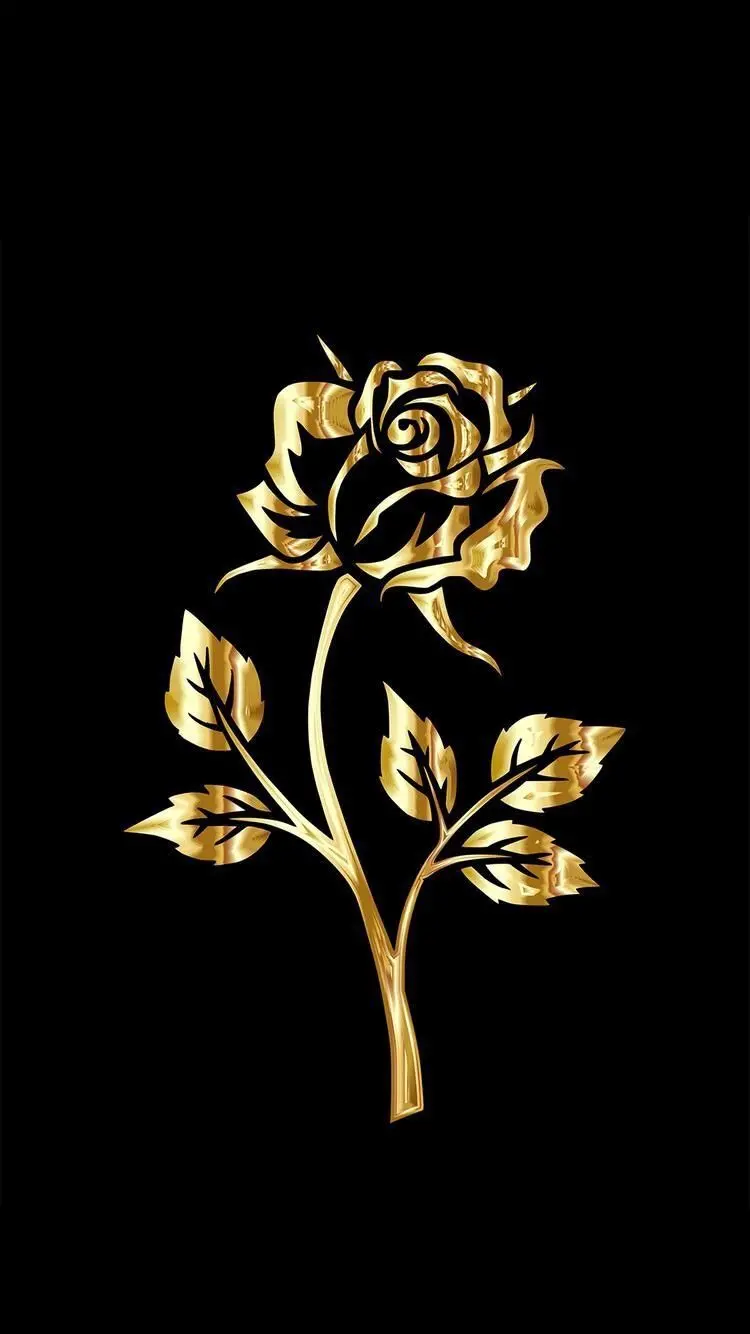 A fantasy and shimmering poster of a beautiful golden flower on a black background