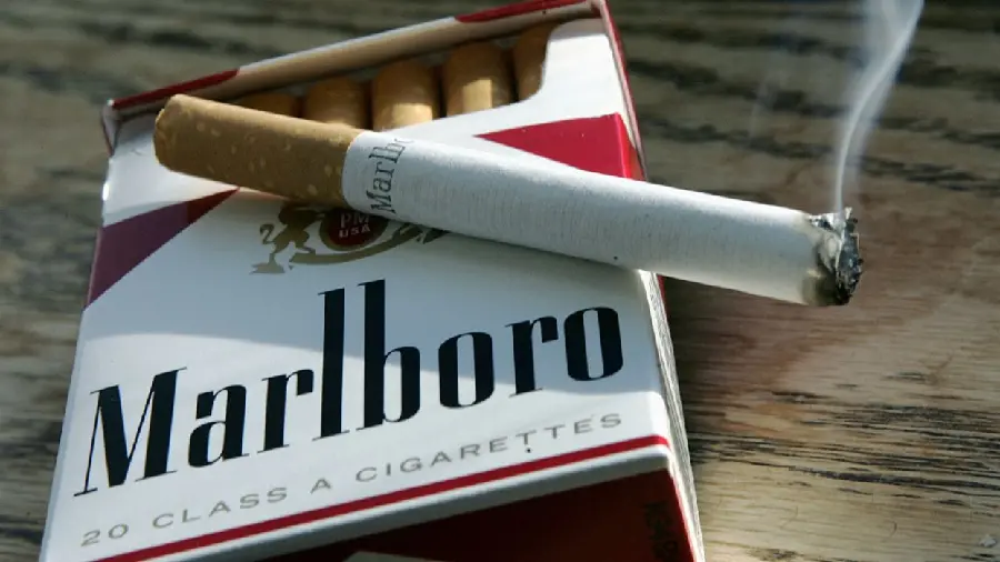 Today's special Telegram profile photo of a Marlboro cigarette box and a bright thread on it