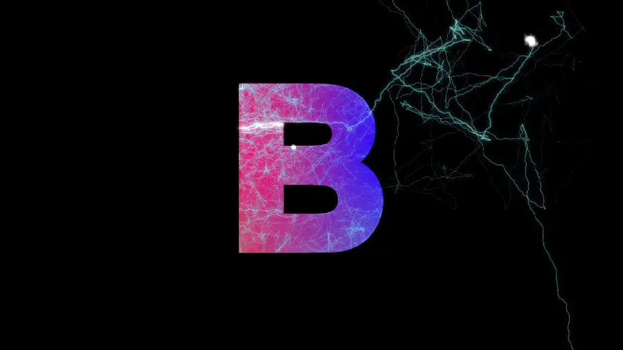 Attractive background of the English letter B with a black screen for laptops and computers