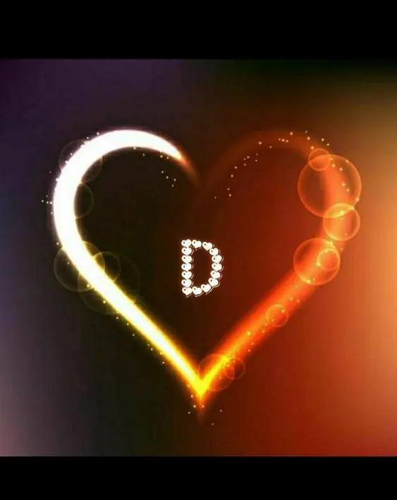 Heart background of the English letter D with a dark theme and special quality