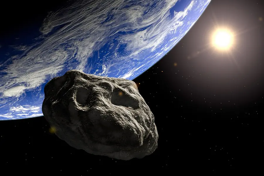 Image of a huge meteorite hitting the Earth