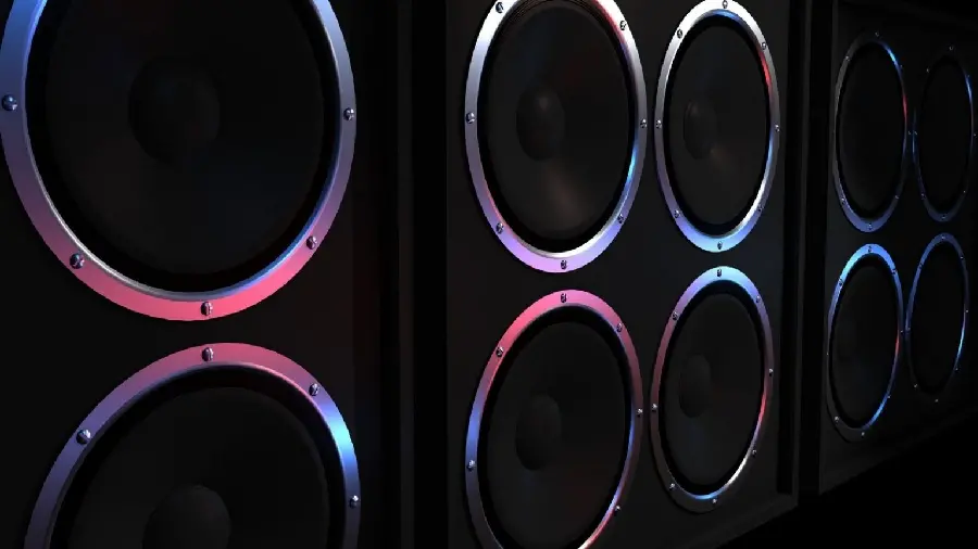 A super high-quality image of a speaker with a dark overall theme