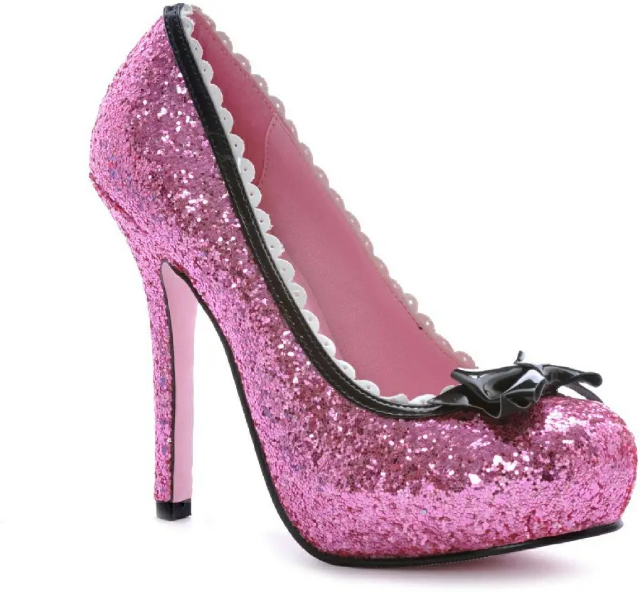 Attractive view of pink high heels with wreath for profile 