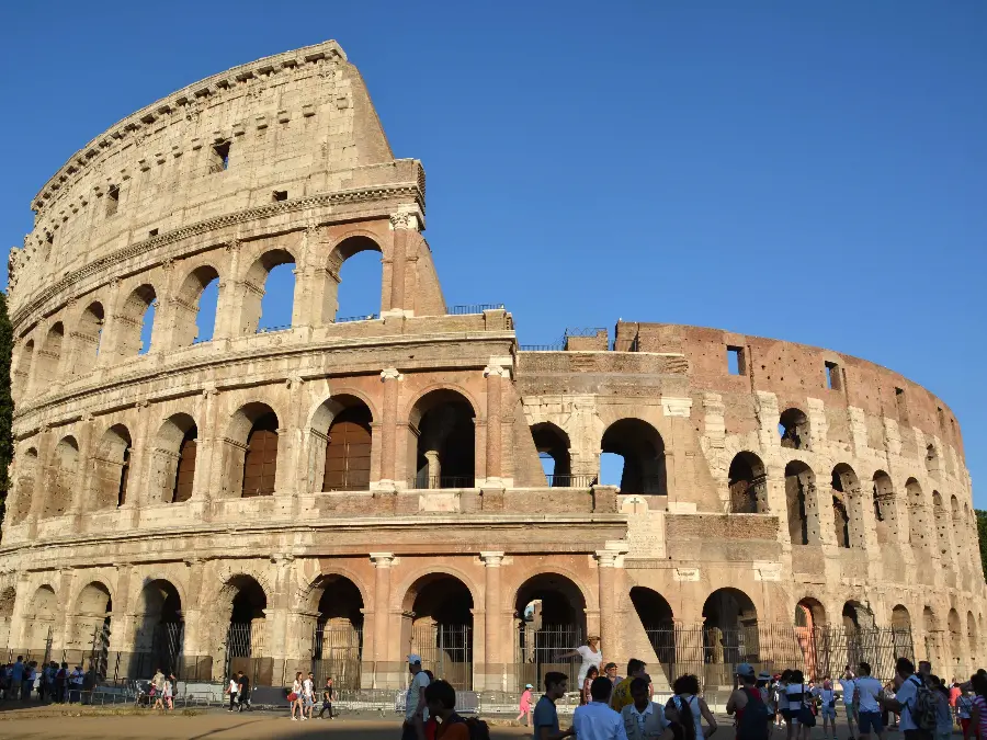 The ruined and destroyed background of the Colosseum and its old walls
