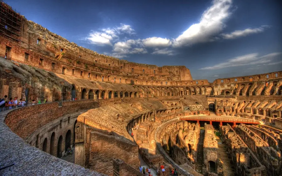 Download the background of the model of all modern stadiums from the Colosseum building when tourists visit