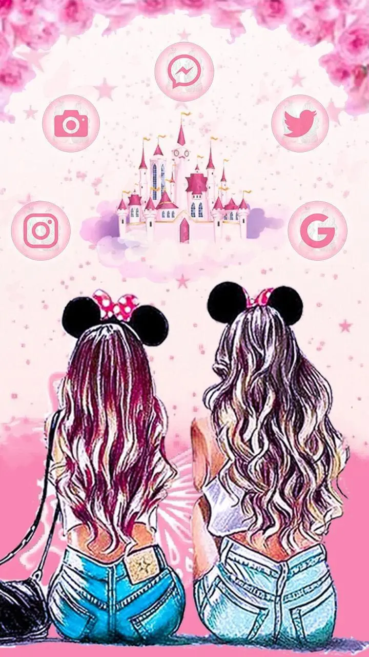 The most famous digital wallpaper with a BFF design with a pink theme