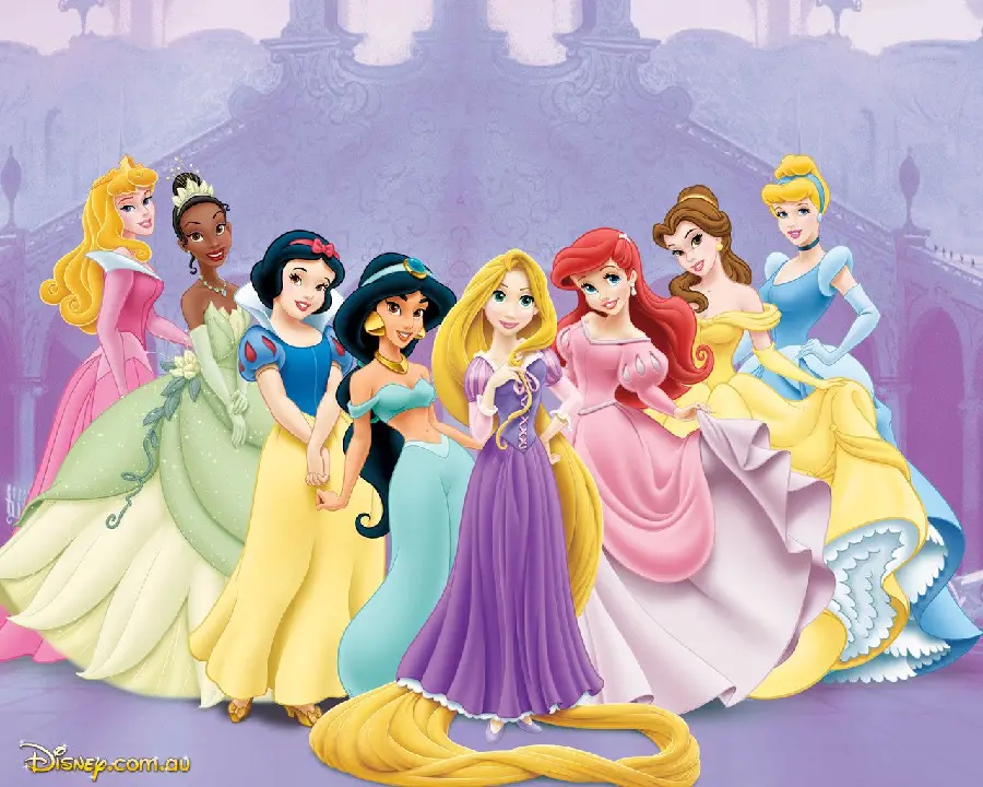 Magical 8K Background of Disney Princesses with Beautiful Purple Theme