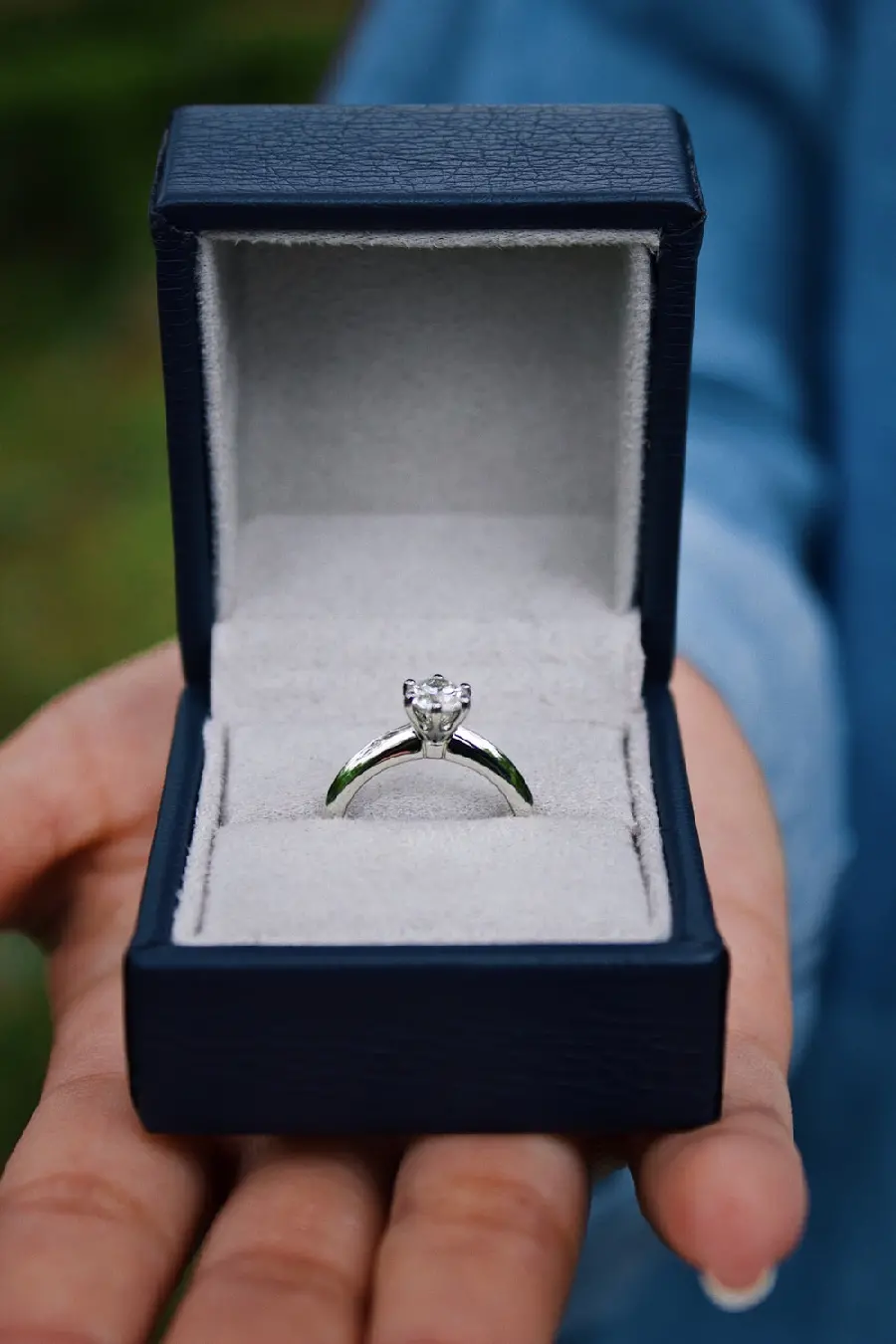 Download image of a single diamond ring in a beautiful black box, suitable for a gift