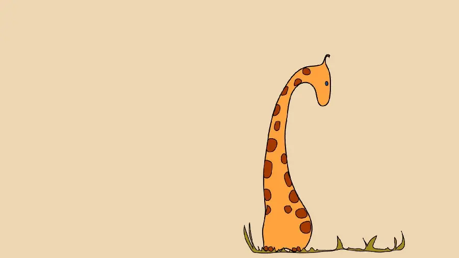 The most special graphic photo of a sad and innocent giraffe with a cream background for desktop