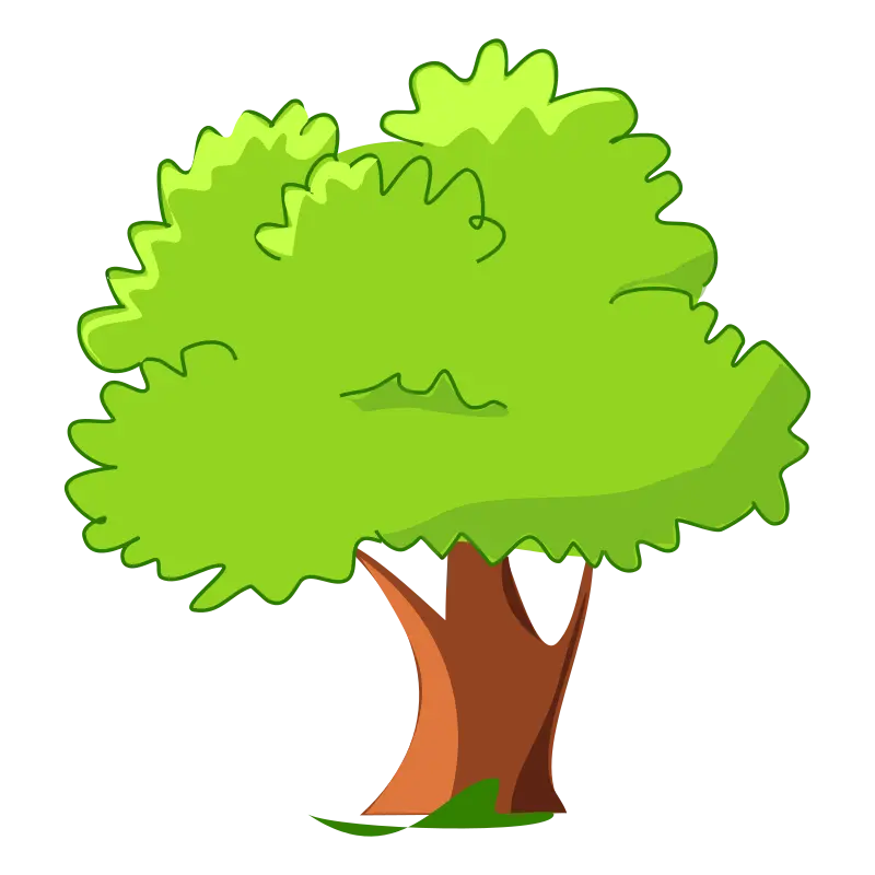 New Drawing of Green Cartoon Tree Teleported