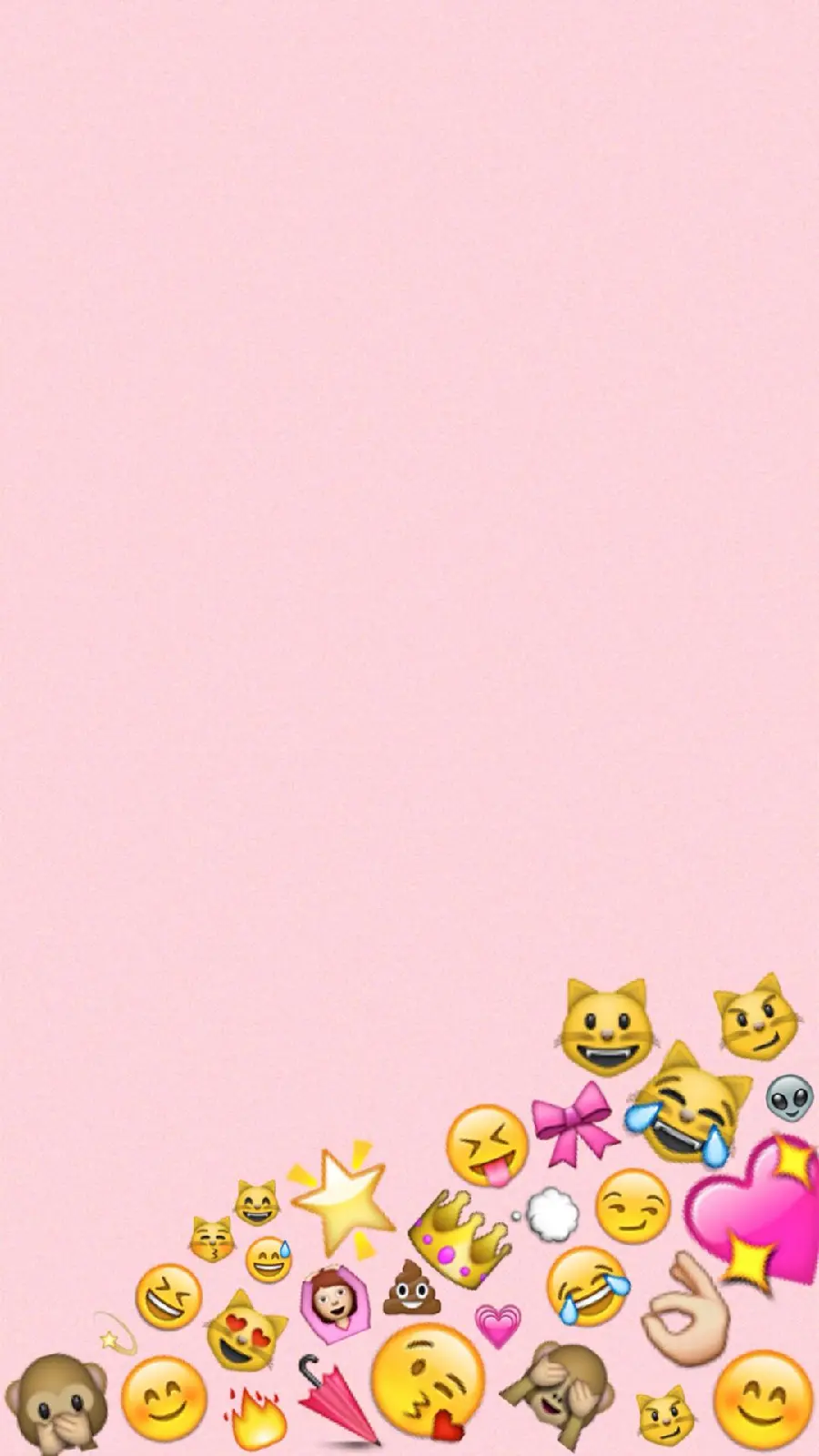Background photo of various and colorful emojis on a pink background