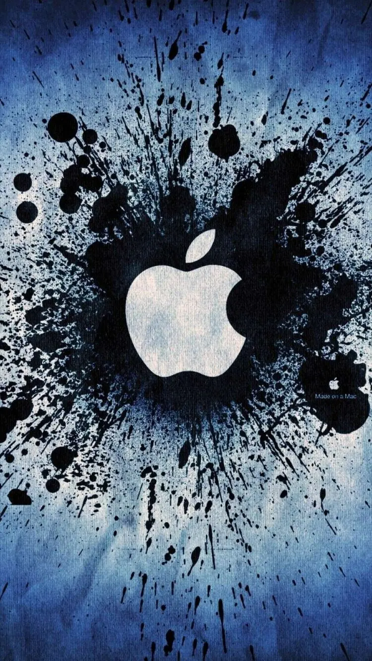 Download poster Cool and stylish fantasy of the Apple logo and black, white and blue drops around it
