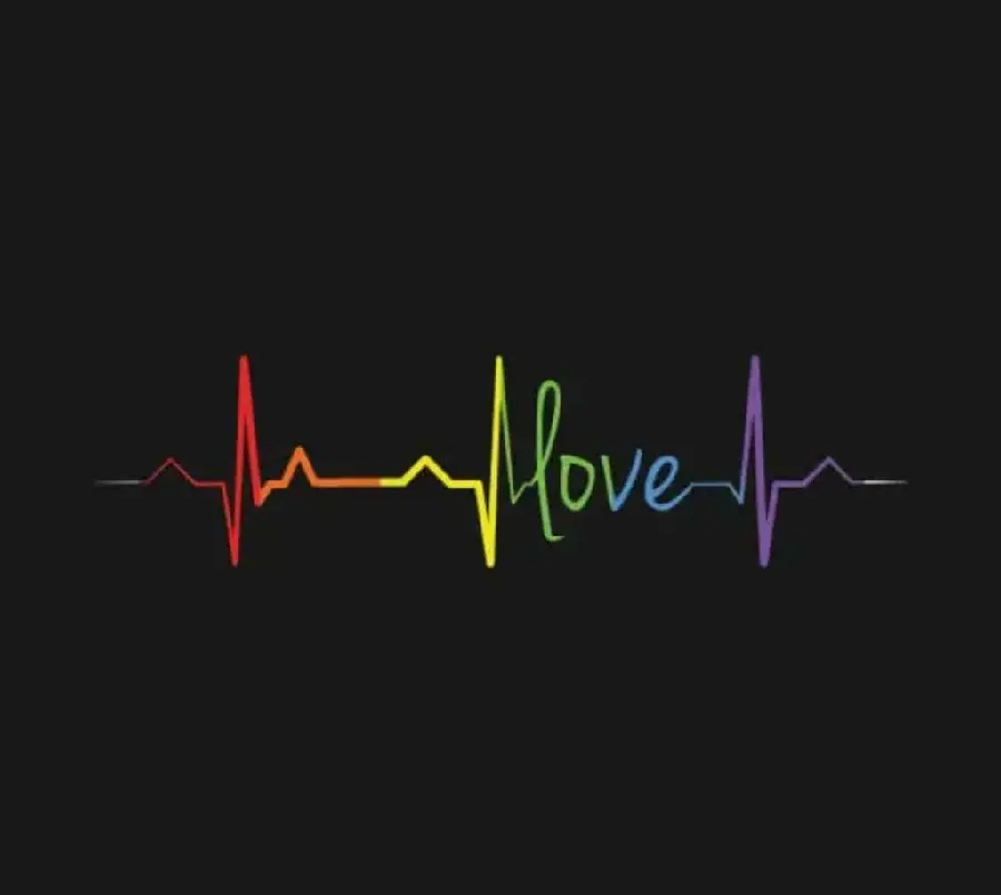 Interesting profile picture of a romantic heartbeat with a rainbow theme