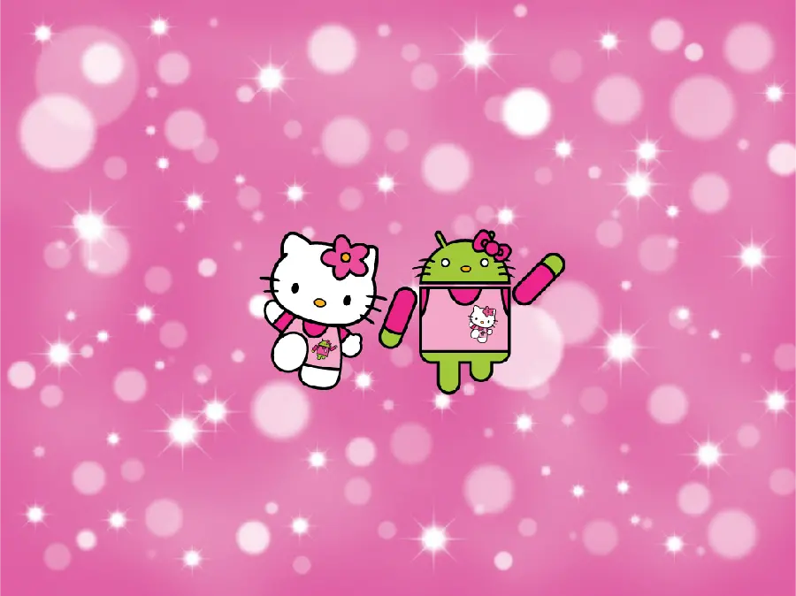 Girly heart background with cute pink design of kitty cat