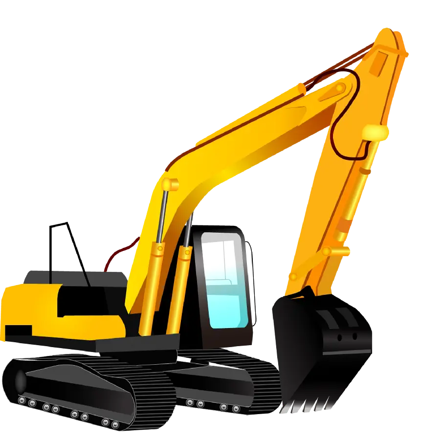 Unique Cartoon Background of Excavator PNG