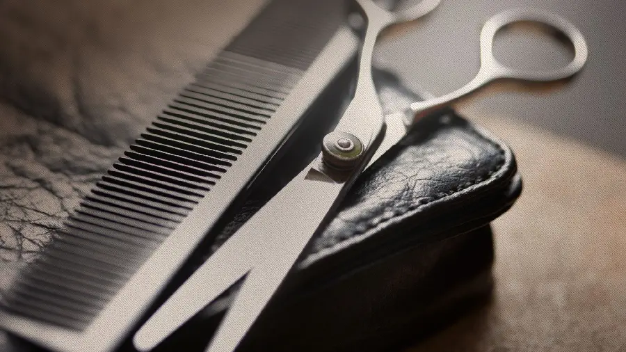 Artistic Background of Hairdressing Combs and Scissors in Full HD Quality 