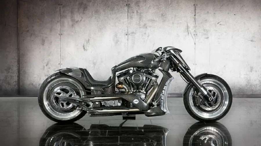 Download a lifeless background of a new and heavy custom motorcycle