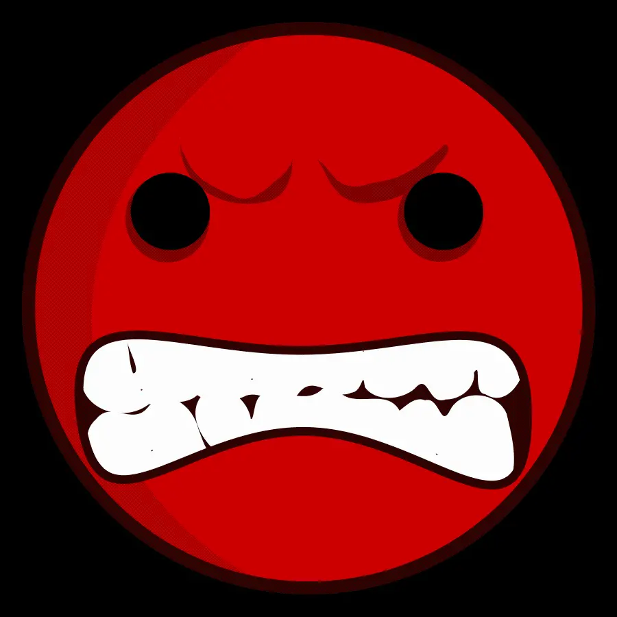 A cool digital photo of an angry emoji with a black background