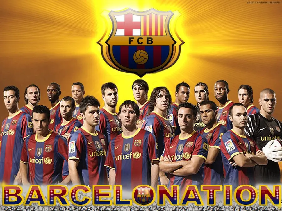 Barcelona fans in a frame for a laptop background