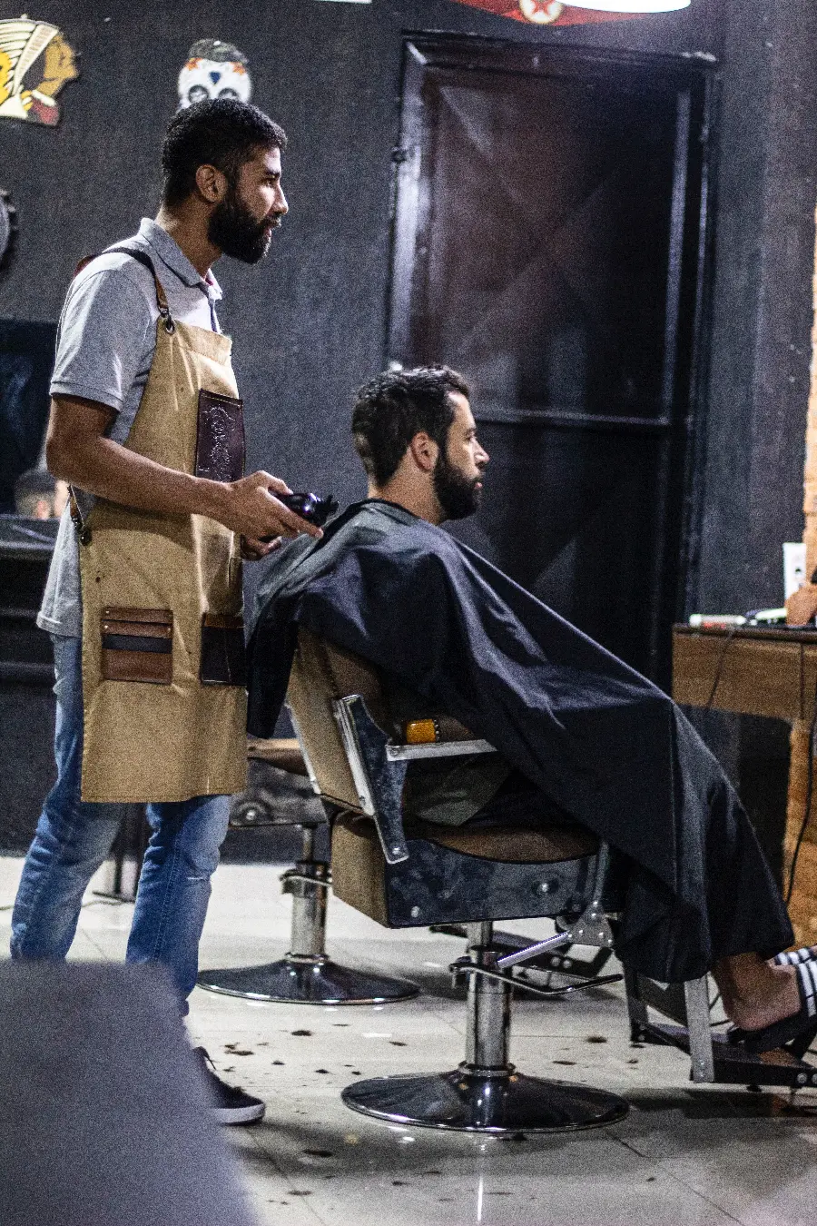 Ideal view of a men's barbershop with a handsome frame in 8k quality 