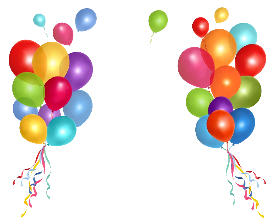 Colorful graphic border of birthday balloons for making a postcard