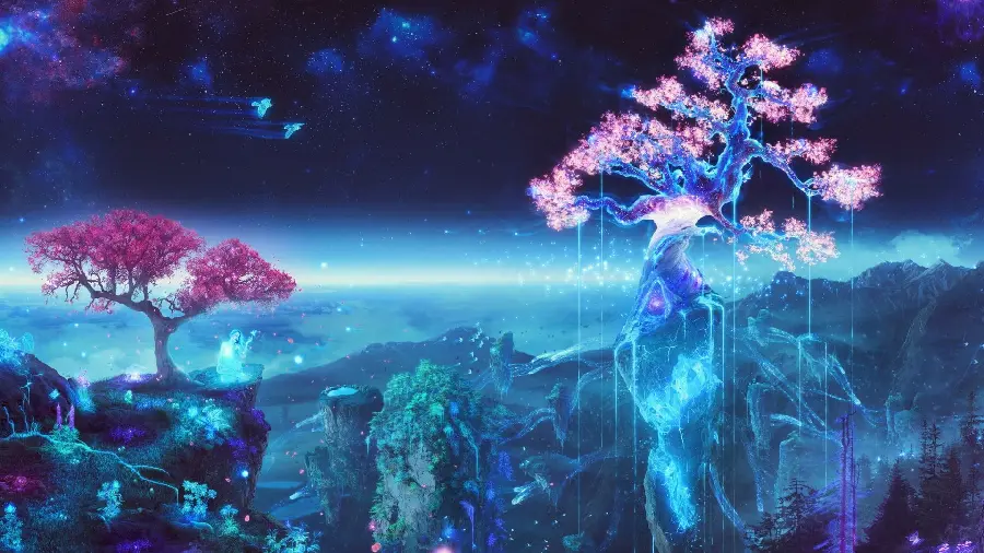 Beautiful girlish graphic background from the magical world 1401