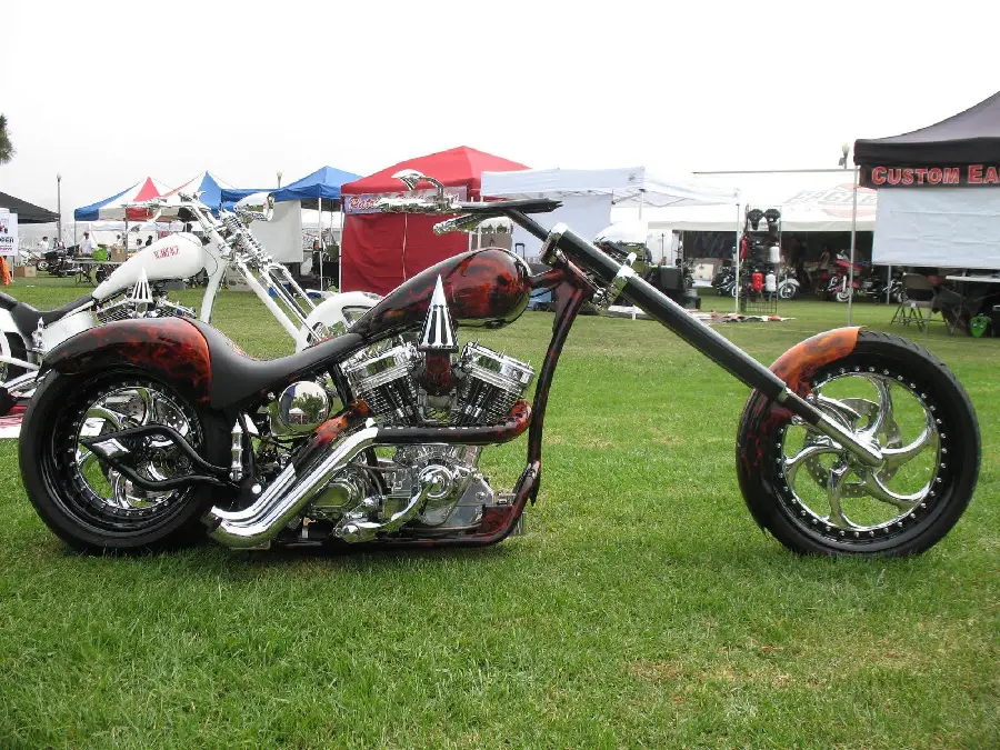 Download photos of 2 unique new and heavy custom motorcycles on the grass