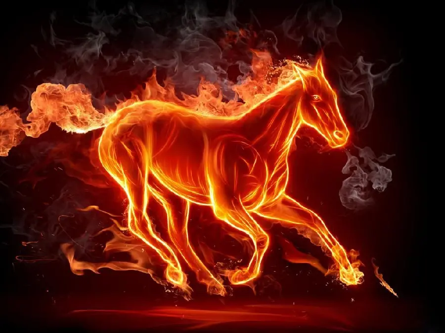 Magical photo of hot fire with a running horse design 