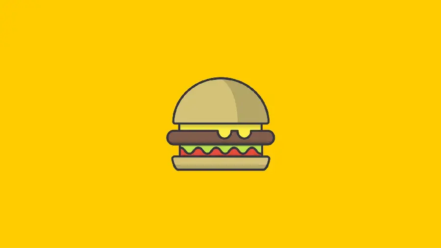 Fantasy digital photo with a hamburger design with an attractive yellow background