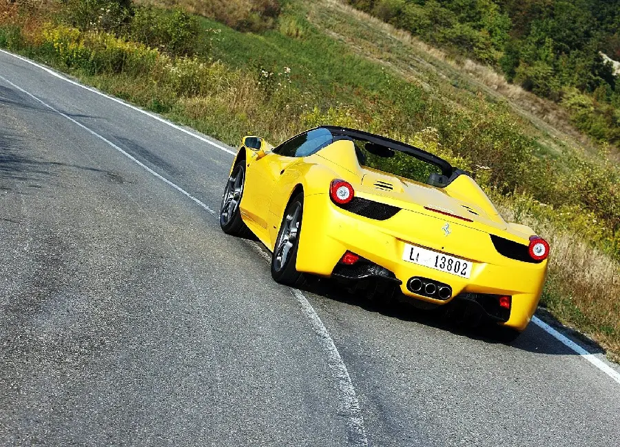 Download photo of yellow Ferrari 458 car on the road