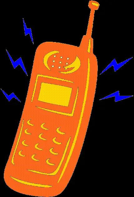 Interesting view of an old phone with an antenna with a fantasy graphic in orange