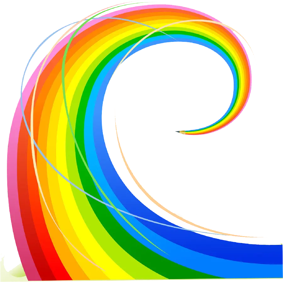 Seven-color spiral rainbow image without background