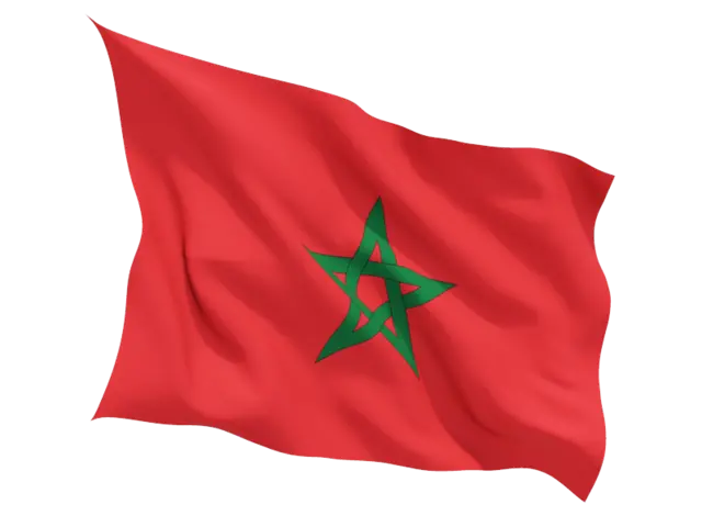 Red Morocco Flag PNG with Green Star in the Middle
